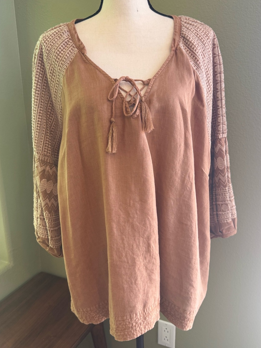 Wrap London Balloon Sleeve Linen Peasant Blouse